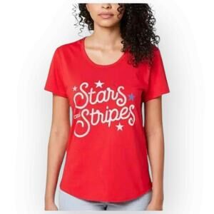 General Standard Stars Stripes Graphic Tee Womens L Red Patriotic NWT